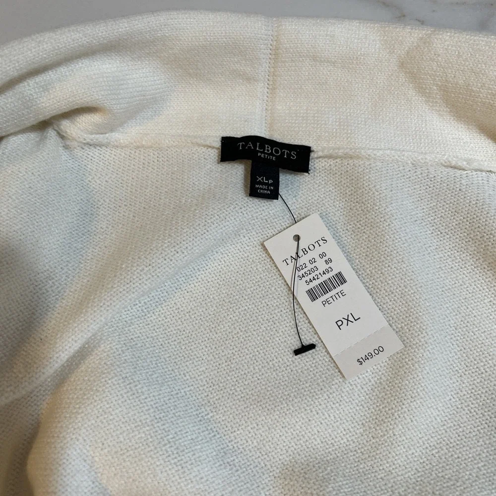 Talbots Plus Petite Cotton Blend Colorblock Open Front Duster Cardigan Size XLP‎